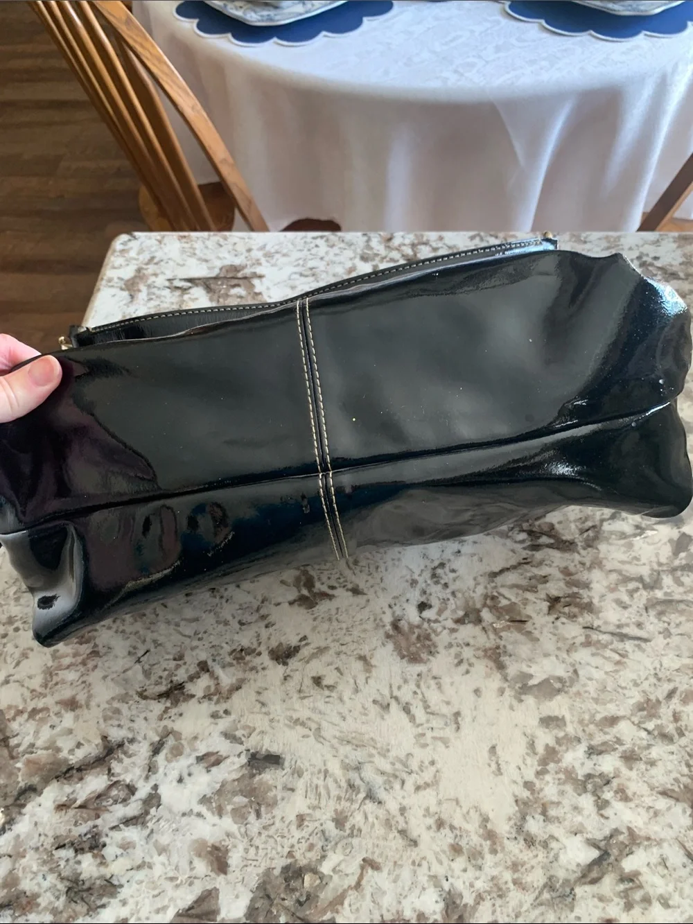 Dooney and Bourke vintage Patent Leather Shoulder Bag with Gold Hardware - Black